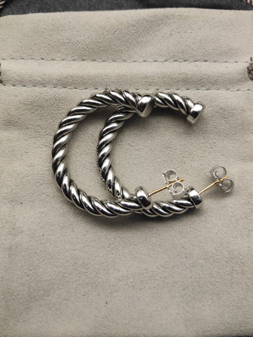 David Yurman 925 Silver Earrings with Original Pouch - Picture 2 of 6